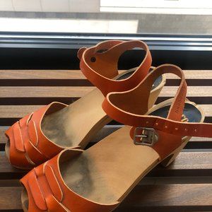 Swedish Hasbeens Peep-Toe Super High - Orange